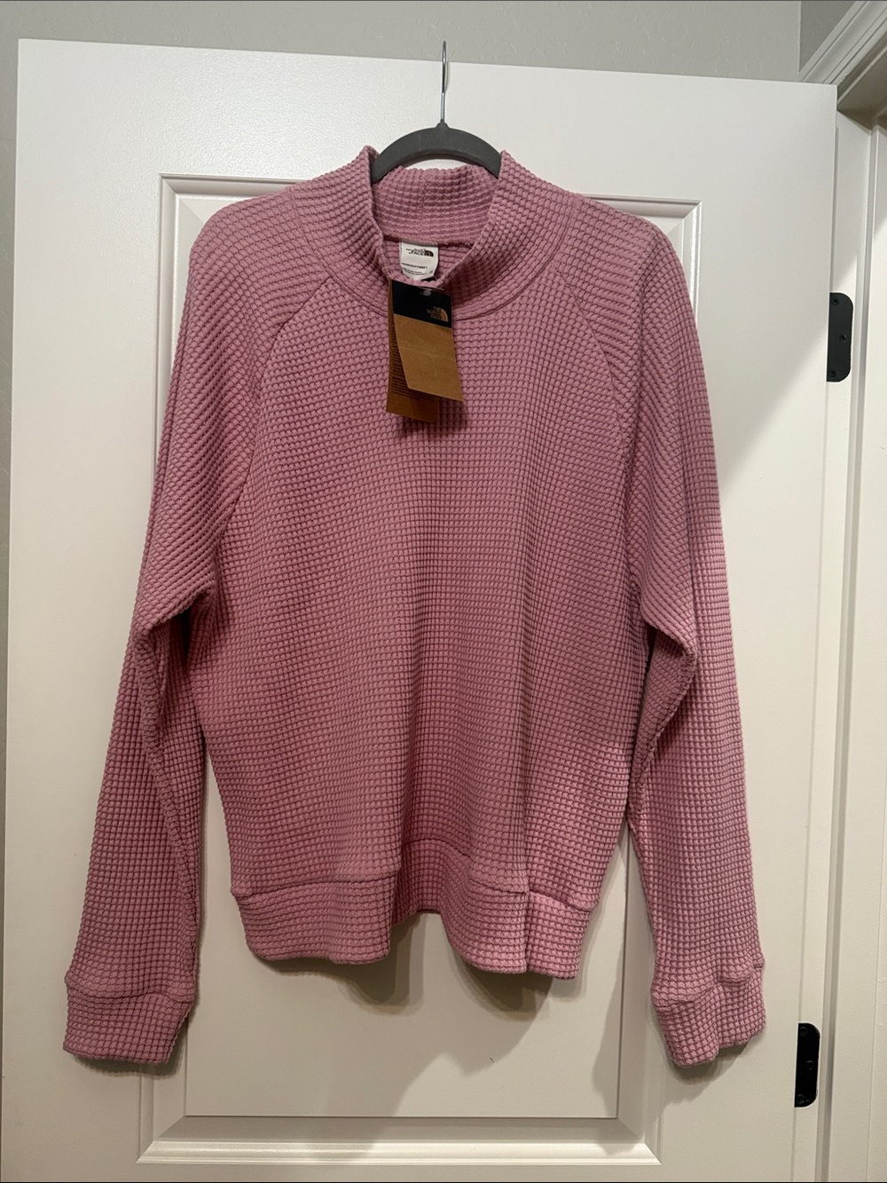 The North Face Dusty Pink Waffle-Knit Mock Neck Pullover